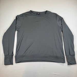Lukka Lux Womens Charcoal Gray Crew Neck Long Sleeve Athletic Top Size M 1643761